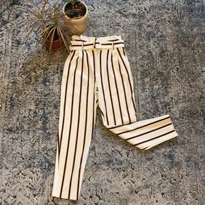 Striped Cotton Cigar Pant with Paperbag Waist